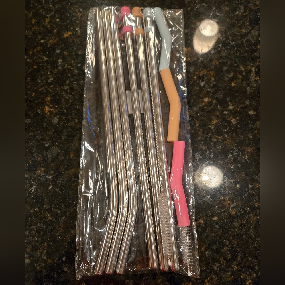 Stainless Steel Reusable Straws with Silicone Tips